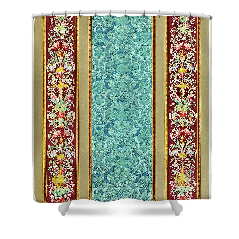 1900s Shower Curtain featuring the painting Paper hanging from the Industrial arts of the Nineteenth Century #1 by Vincent Monozlay