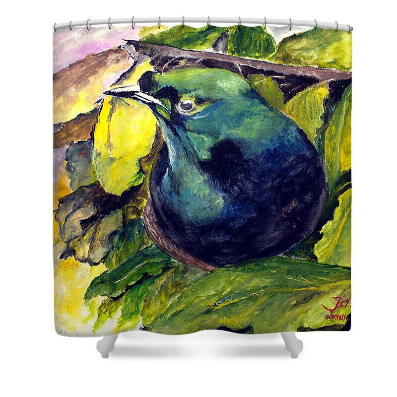  Paradise Shower Curtain featuring the painting Paradise Bird #1 by Jason Sentuf