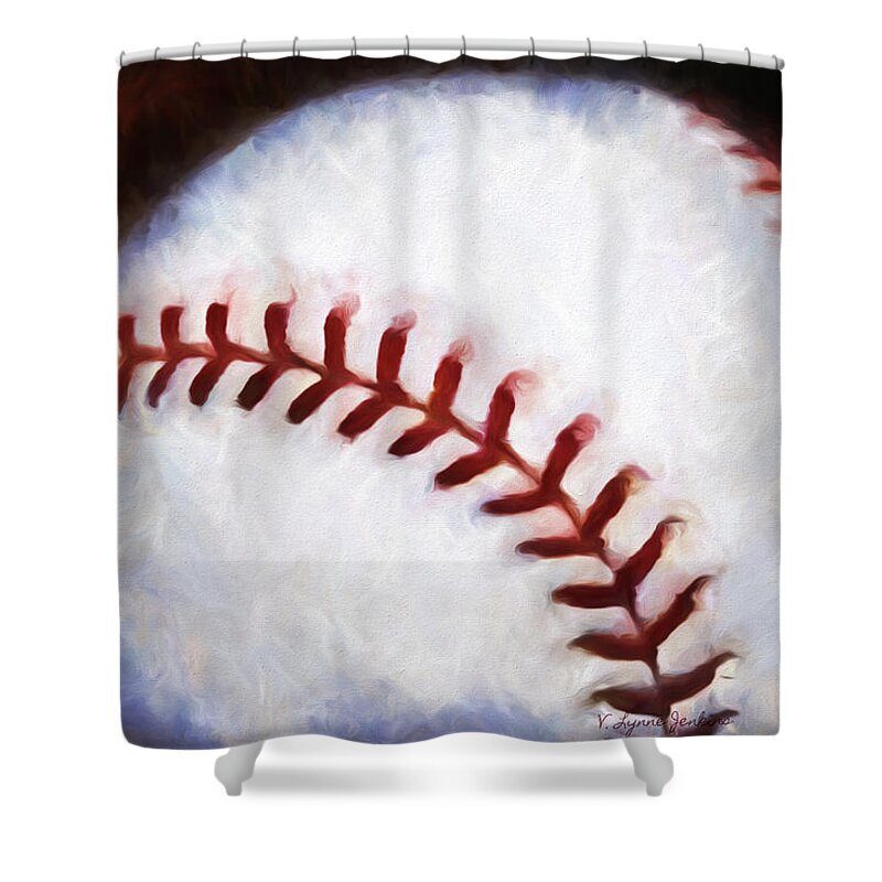 Baseball Shower Curtain featuring the painting Passion #1 by Lynne Jenkins