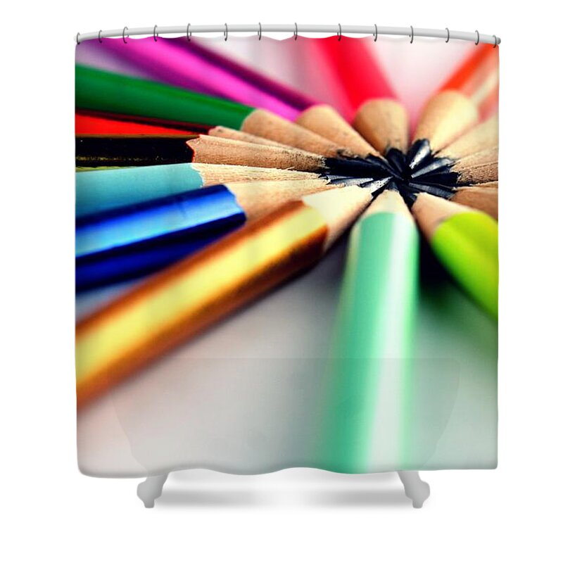 Sharpened Shower Curtain featuring the photograph Pencils #1 by Jun Pinzon