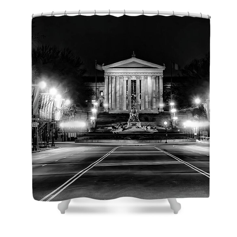 Philadelphia Shower Curtain featuring the photograph Philadelphia at Night - Art Museum #1 by Bill Cannon