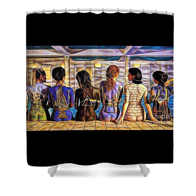 Pink Floyd Shower Curtain featuring the mixed media Pink Floyd Collection by Marvin Blaine