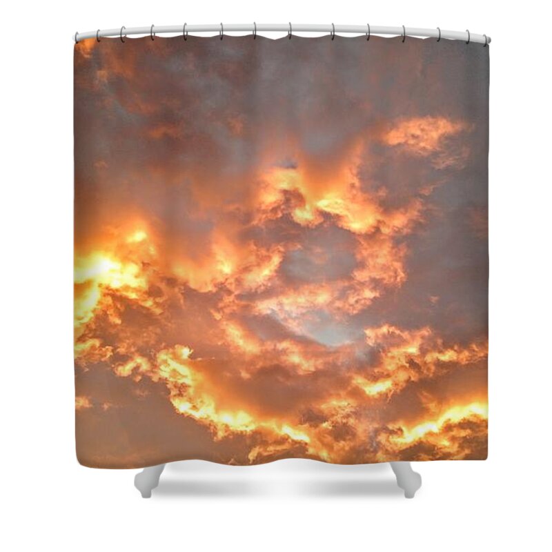 Pink Clouds Shower Curtain featuring the photograph Pink Skies in the Morning #1 by Anita Adams