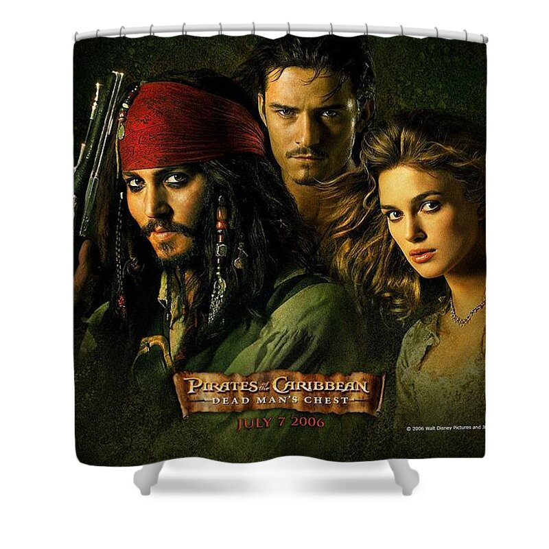 Pirates Of The Caribbean Dead Man's Chest Shower Curtain featuring the digital art Pirates Of The Caribbean Dead Man's Chest #1 by Maye Loeser