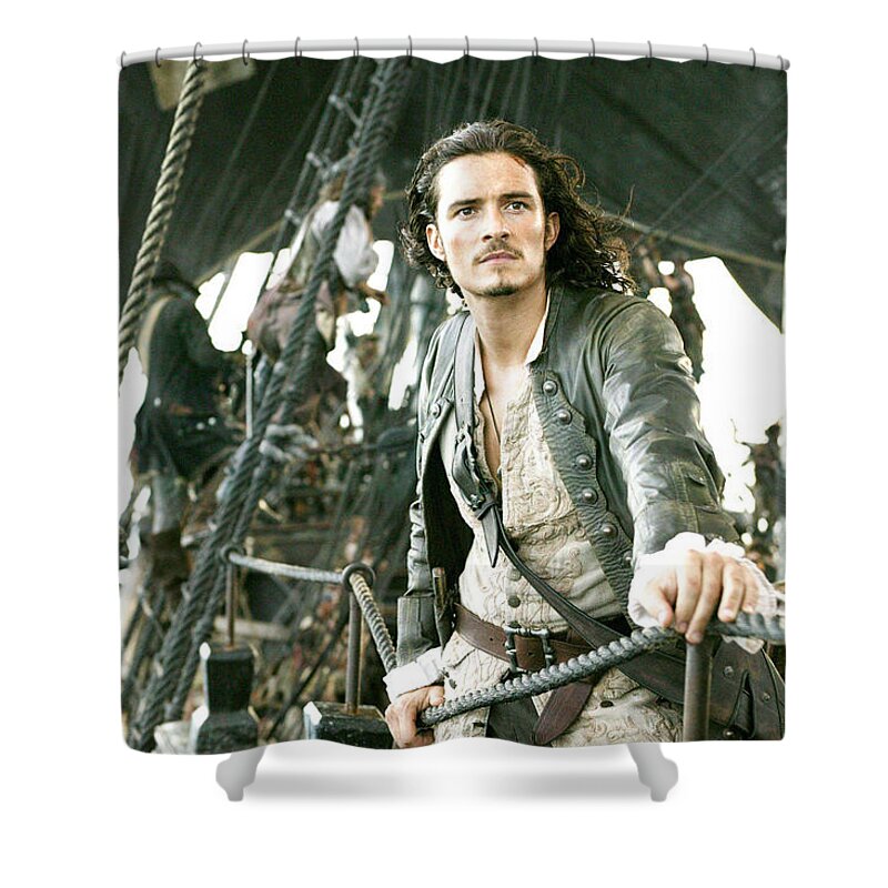 Pirates Of The Caribbean Dead Man's Chest Shower Curtain featuring the digital art Pirates Of The Caribbean Dead Man's Chest #1 by Super Lovely