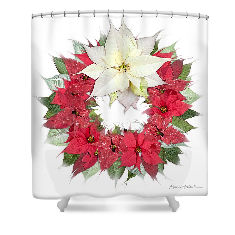Holiday Shower Curtain featuring the photograph Poinsettia Wreath #1 by Bruce Frank