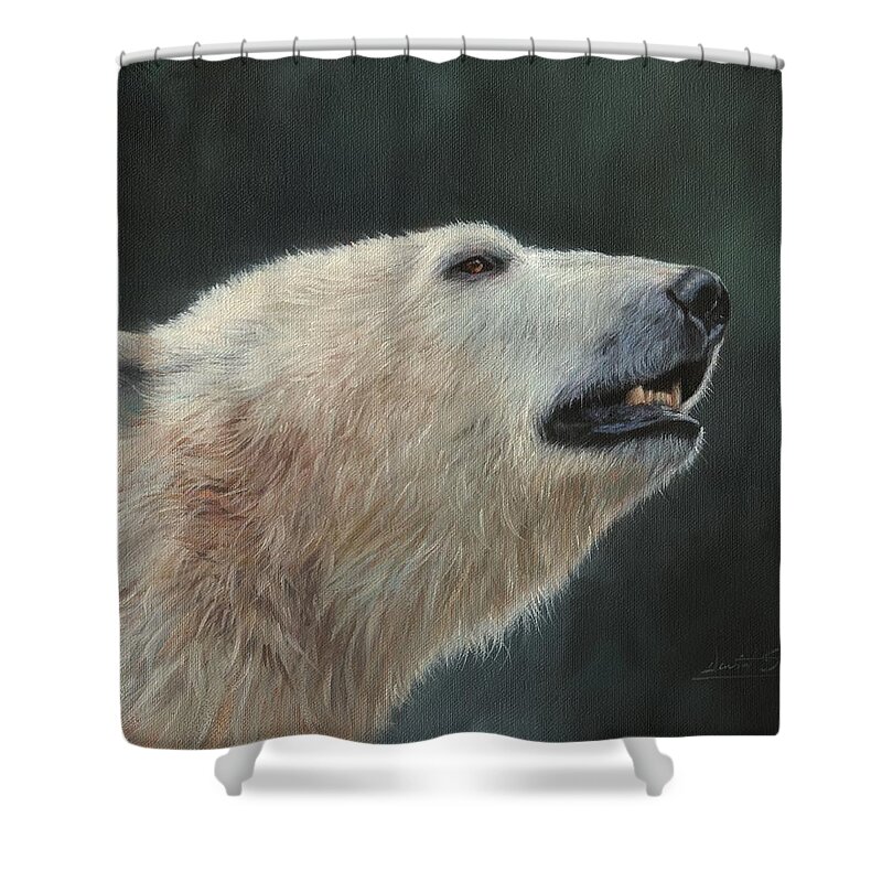 Polar Bear Shower Curtain featuring the painting Polar Bear #2 by David Stribbling