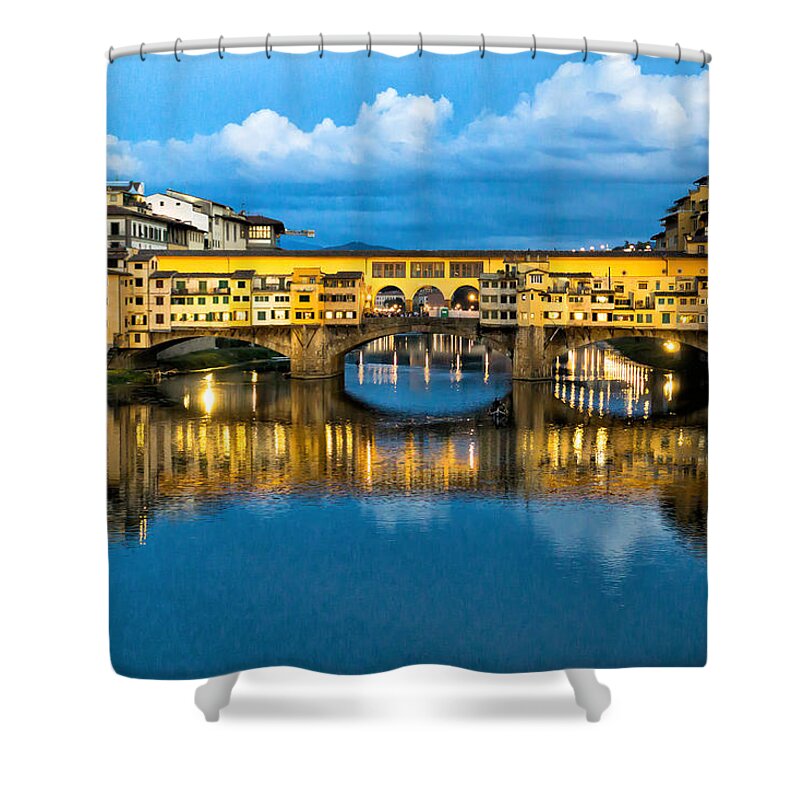 Ponte Vecchio Shower Curtain featuring the photograph Ponte Vecchio #1 by Weir Here And There