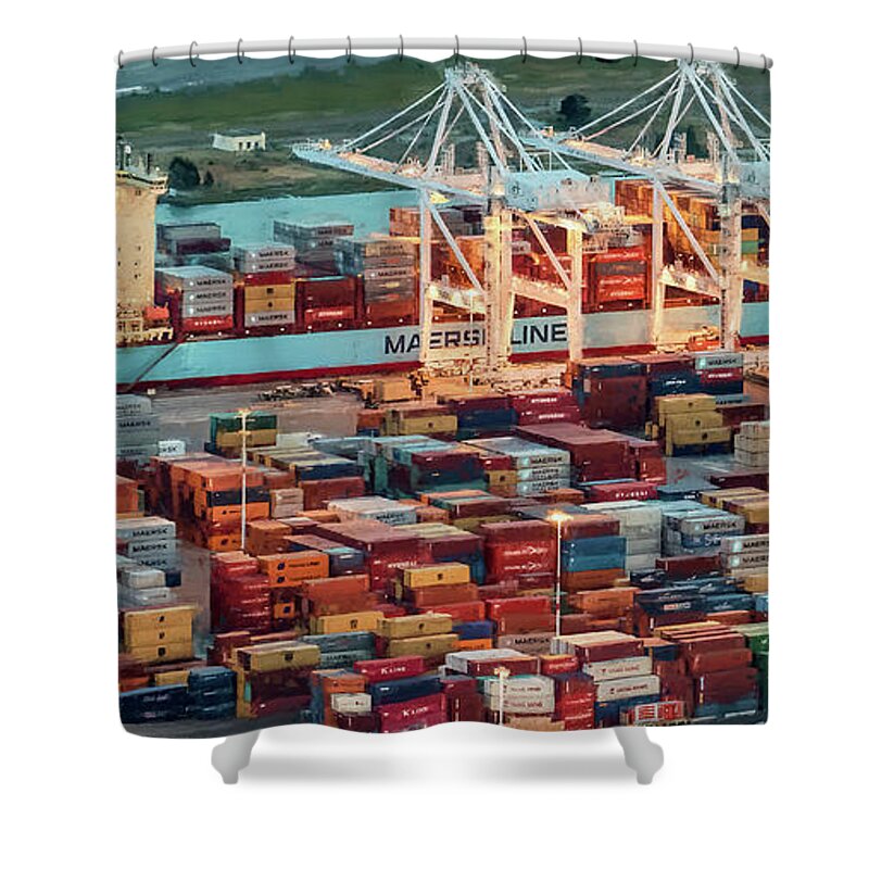 Port Of Oakland Shower Curtain featuring the photograph Port of Oakland Aerial Photo by David Oppenheimer
