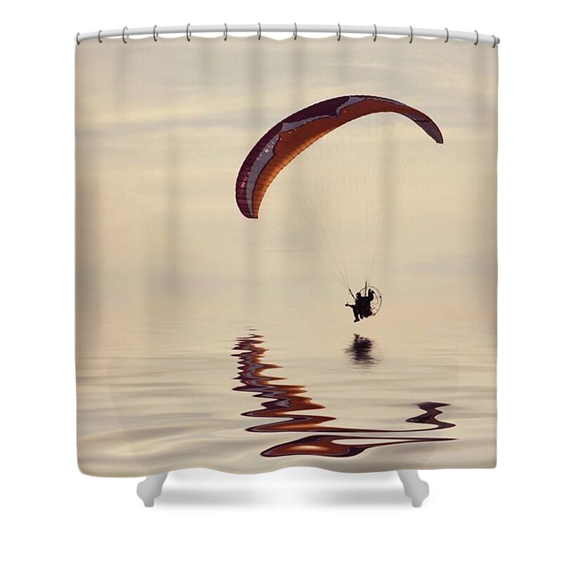 Flyinghigh Shower Curtain featuring the photograph Powered Paraglider #1 by John Edwards