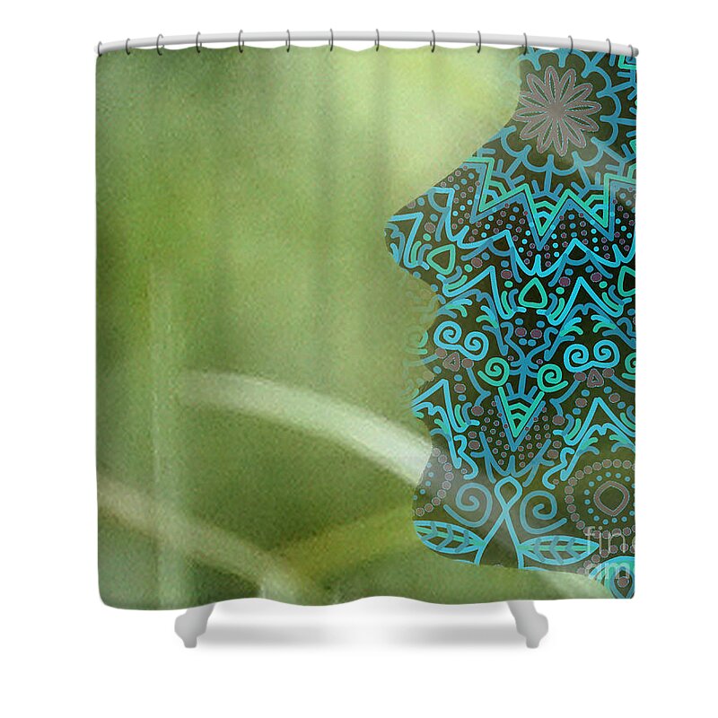 Mandala Shower Curtain featuring the digital art Profile portrait of young beautiful woman. #1 by Shelley Myers