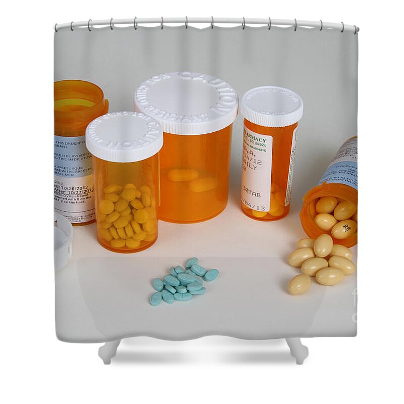 2 Mg Shower Curtain featuring the photograph Progesterone 200mg And Estradiol 2mg #1 by Photo Researchers, Inc.
