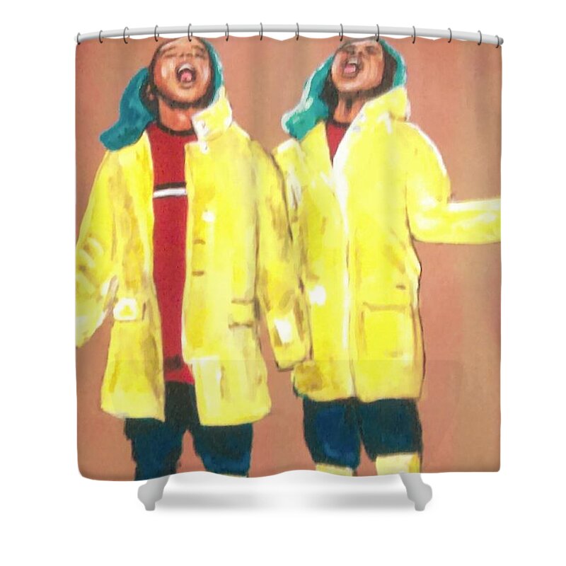 Rain Drops Weather Children Shower Curtain featuring the painting Rain Drop's #1 by Tyrone Hart