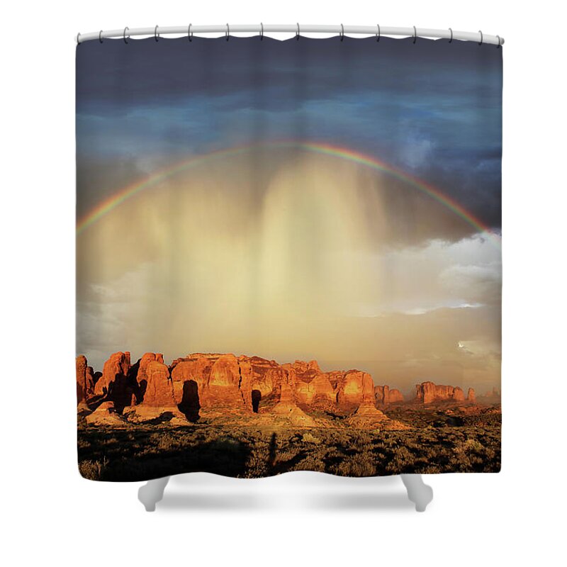 Rainbow Shower Curtain featuring the photograph Rainbow Over Garden Of Eden #1 by Dan Norris