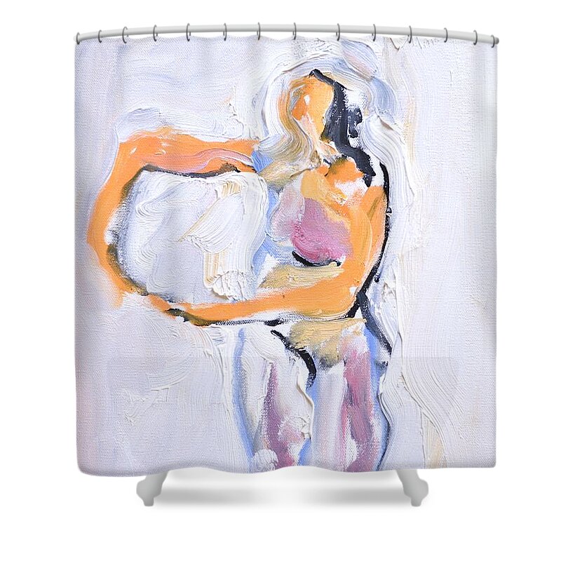 Dance Shower Curtain featuring the painting Rebekah's Dance Series 2 Pose 5 #1 by Donna Tuten