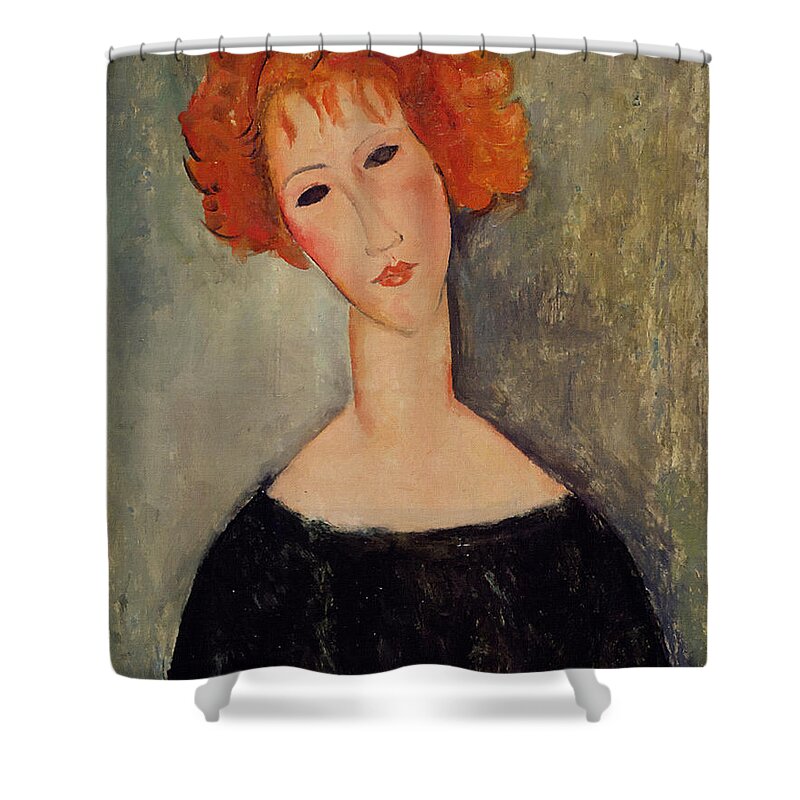 Amedeo Modigliani Shower Curtain featuring the painting Red Head #1 by Amedeo Modigliani