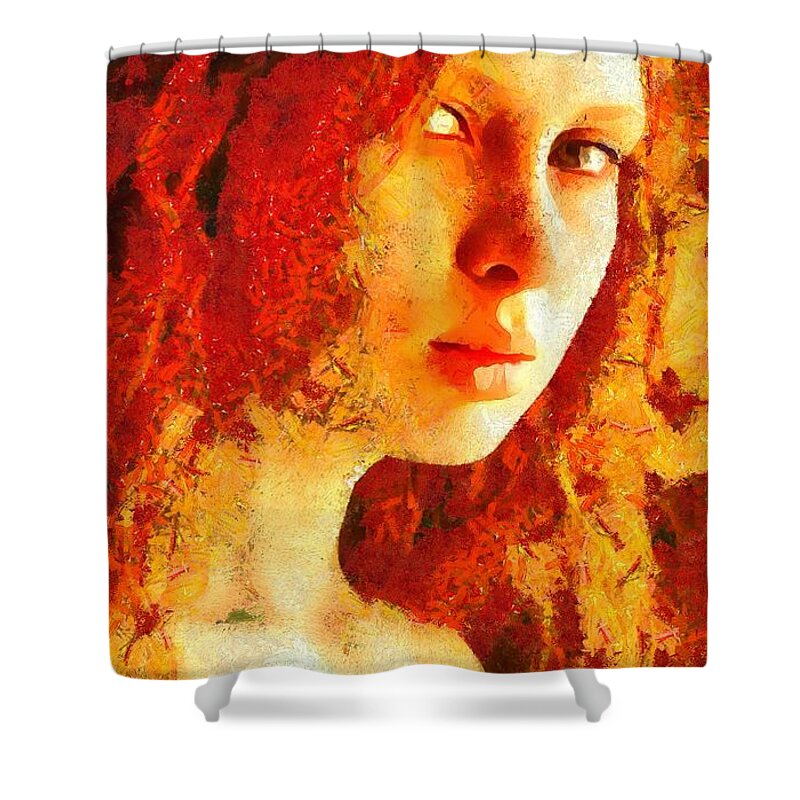 Woman Shower Curtain featuring the digital art Redhead #1 by Gun Legler