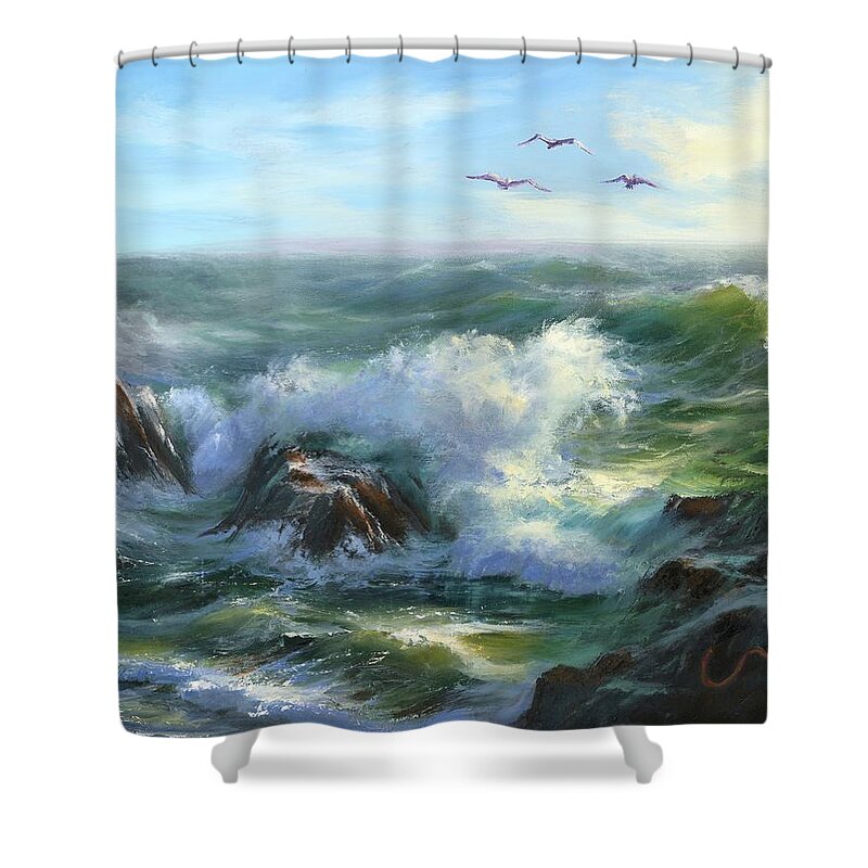 Seascape Shower Curtain featuring the painting Restless #1 by Sharon Furze