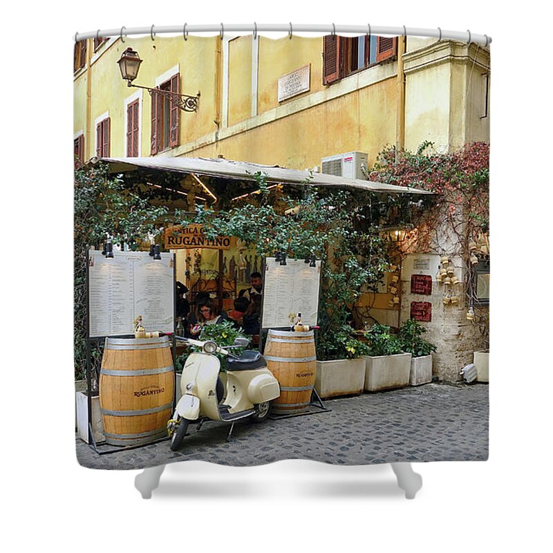 Ristorante Shower Curtain featuring the photograph Ristorante In The Trastevere Neighborhood In Rome Italy #1 by Rick Rosenshein
