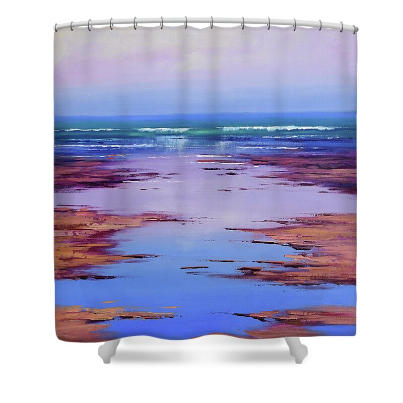 Nature Shower Curtain featuring the painting Rocky shoreline by Graham Gercken