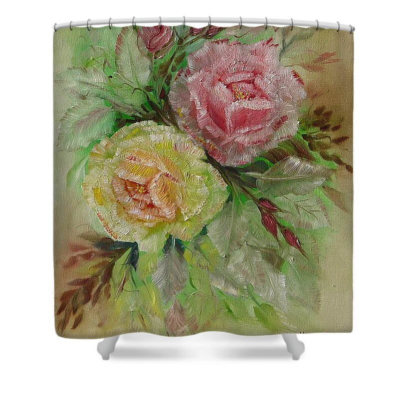 Roses Shower Curtain featuring the painting Roses #1 by Quwatha Valentine