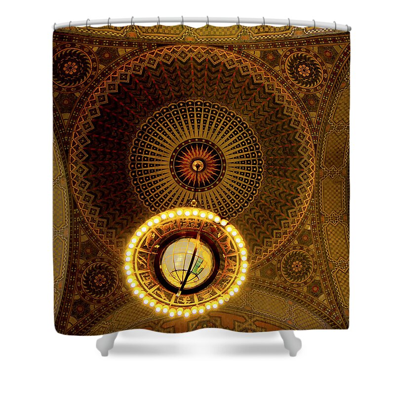 Chandelier Shower Curtain featuring the photograph Rotunda Ceiling Light #1 by Joseph Hollingsworth