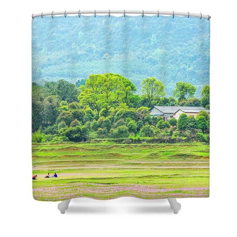 Rural Shower Curtain featuring the photograph Rural scenery in spring #1 by Carl Ning