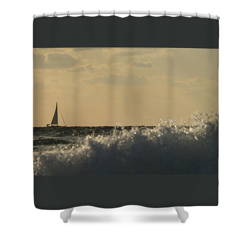 Florida Shower Curtain featuring the photograph Sailboat Surf Delray Beach Florida #1 by Lawrence S Richardson Jr
