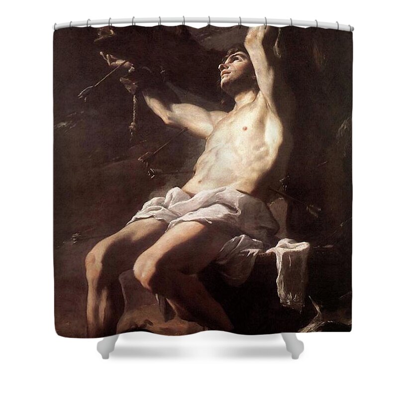 Saint Shower Curtain featuring the painting Saint Sebastian By Mattia Preti by Troy Caperton
