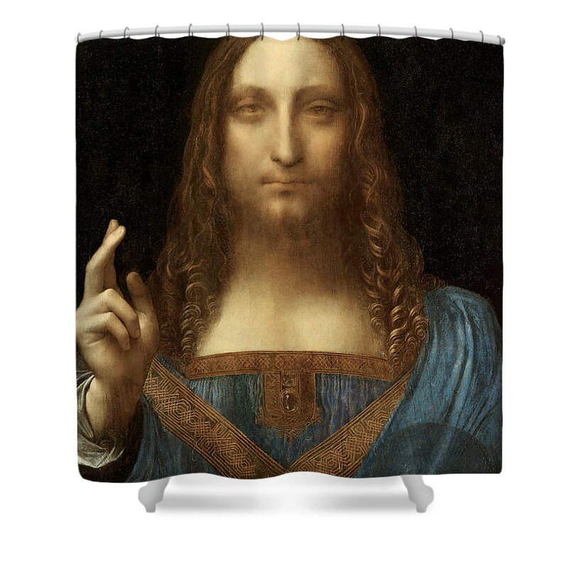 Salvador Shower Curtain featuring the painting Salvador Mundi #1 by Leonardo da Vinci