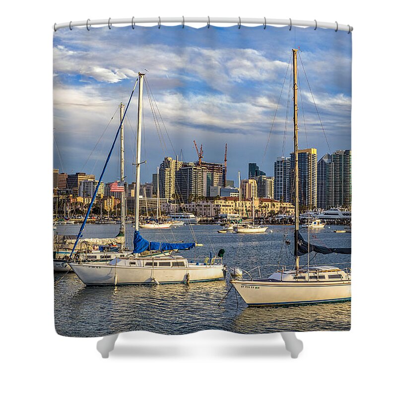 Boat Shower Curtain featuring the photograph San Diego Harbor #1 by Peter Tellone