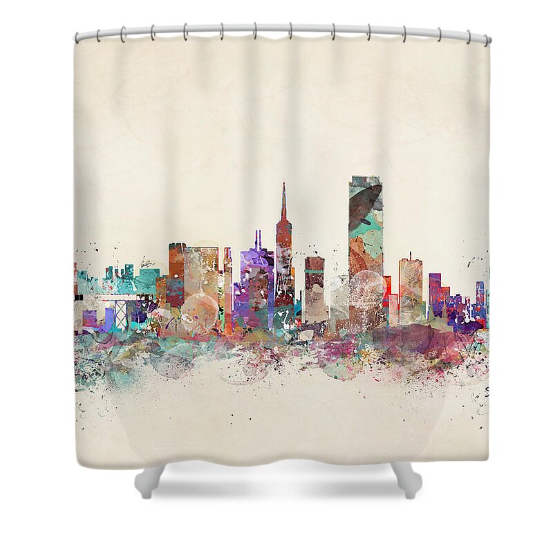 San Francisco City Shower Curtain featuring the painting San Francisco Skyline by Bri Buckley