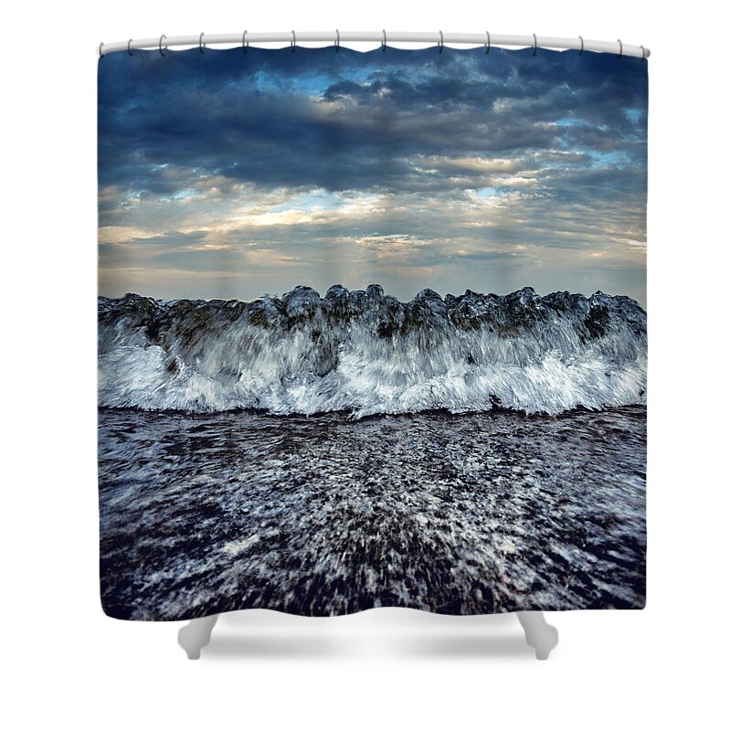 Wave Shower Curtain featuring the photograph Sea Energy #1 by Stelios Kleanthous