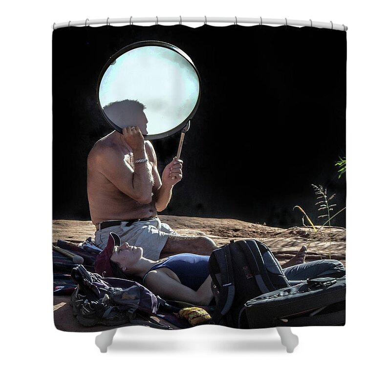 Person Shower Curtain featuring the photograph Sedona Ceremony 7761-101717-1cr by Tam Ryan