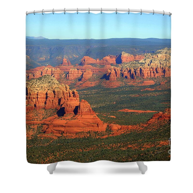 Red Mountains Shower Curtain featuring the photograph Sedona #1 by Julie Lueders 