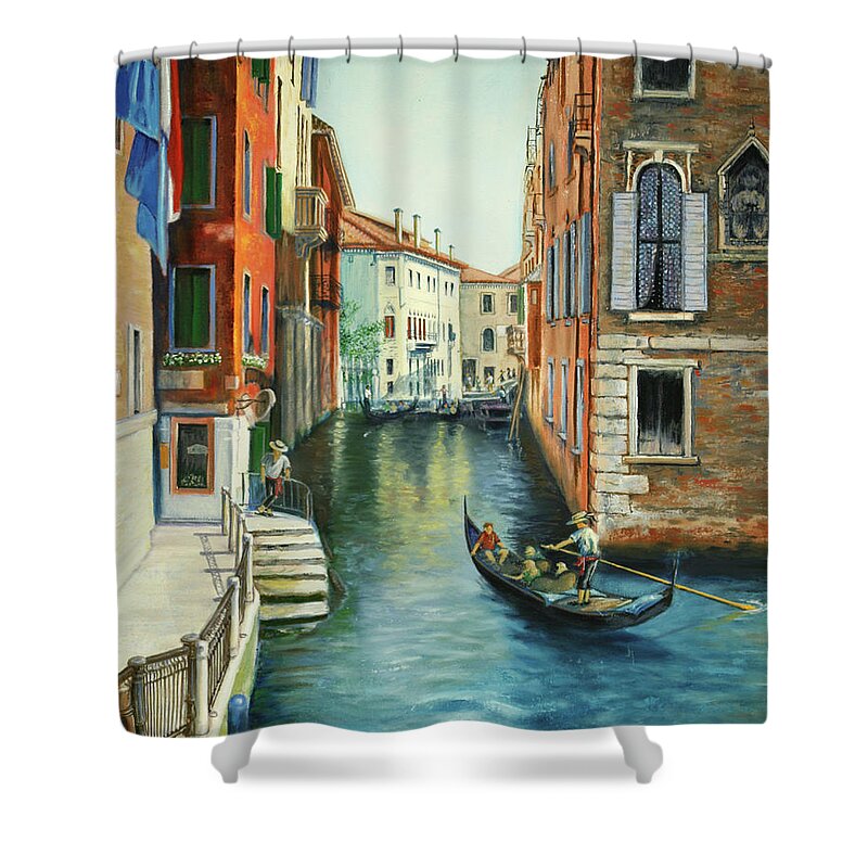 Europe Shower Curtain featuring the painting Sempre Ricordare -To Always Remember by Carolyn Coffey Wallace