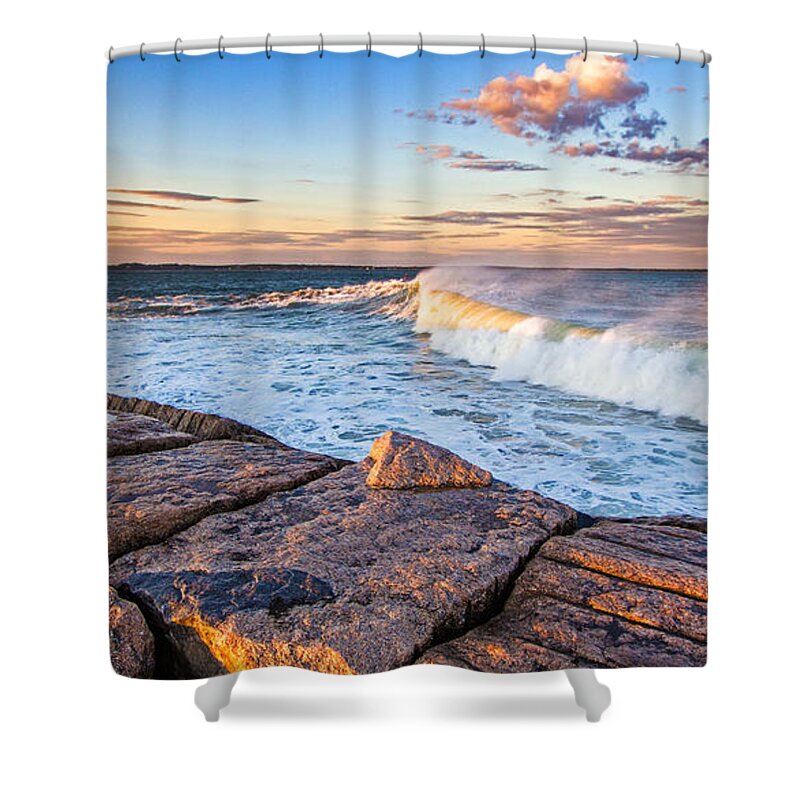 Shinnecock Shower Curtain featuring the photograph Shinnecock Inlet Surf #1 by Robert Seifert