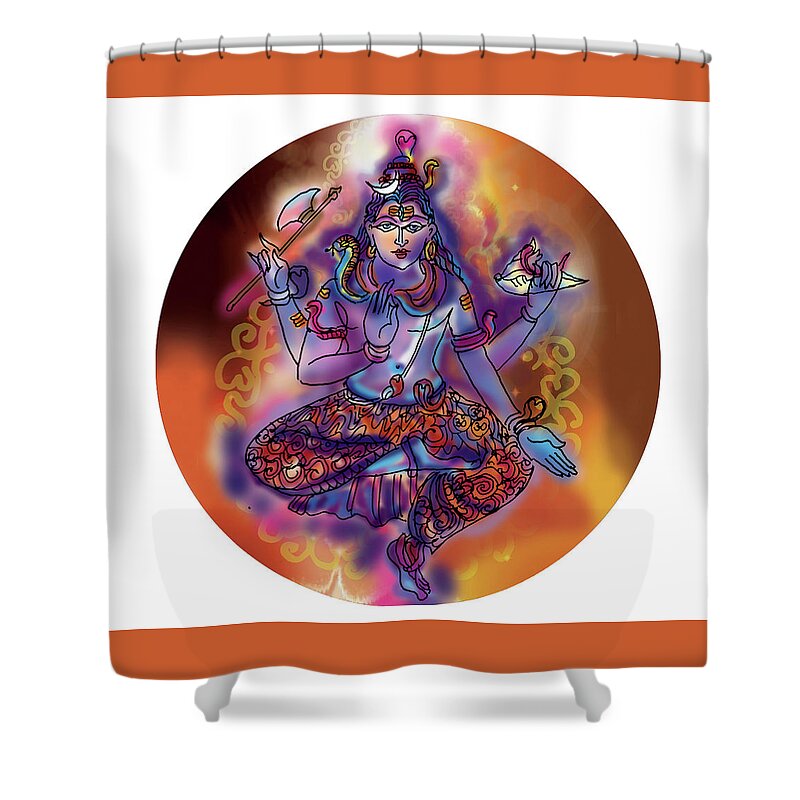 Shiva Shower Curtain featuring the painting Shiva Dhyan by Guruji Aruneshvar Paris Art Curator Katrin Suter
