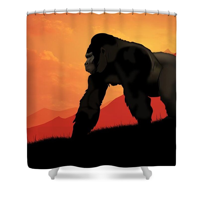 Gorilla Silverback Animal Shower Curtain featuring the digital art Silverback Gorilla #1 by John Wills