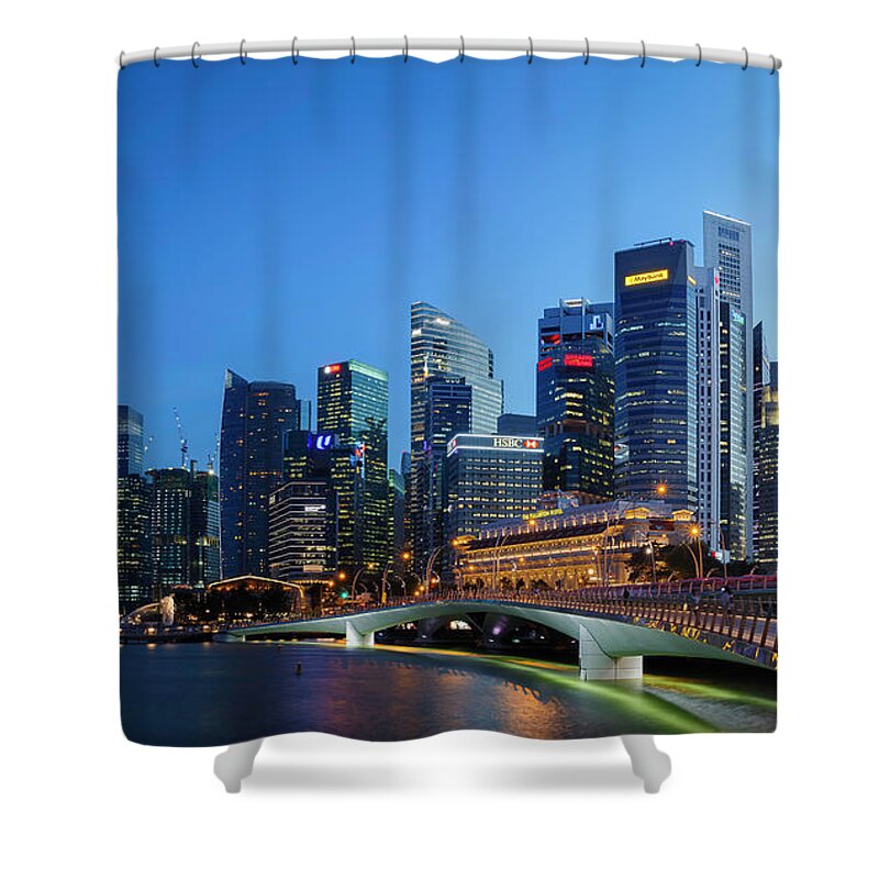 Panorama Shower Curtain featuring the photograph Singapore Skyline Panorama by Rick Deacon