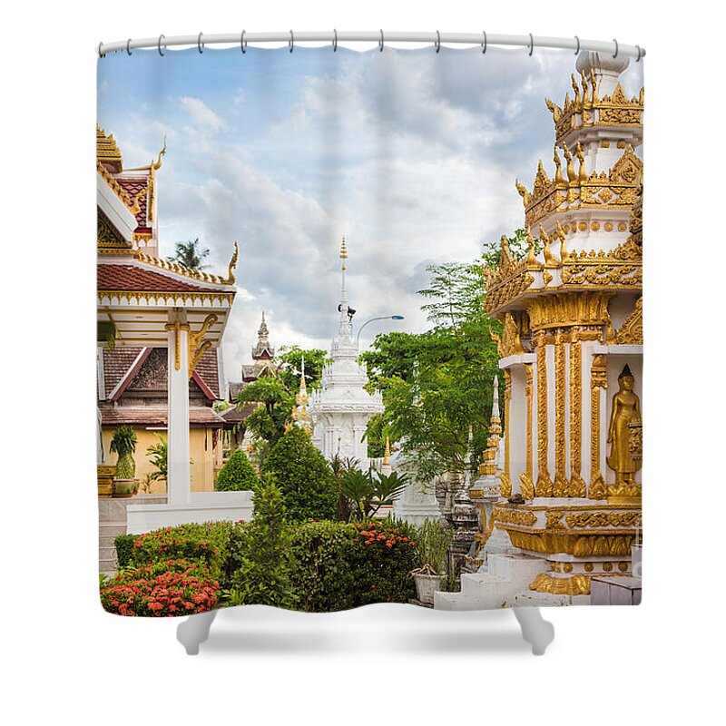 Buddhism Shower Curtain featuring the photograph Sisaket Temple in Vientiane #1 by Didier Marti
