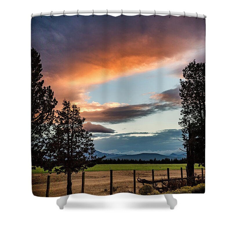 Clouds Shower Curtain featuring the photograph Sisters Sunset #1 by Cat Connor