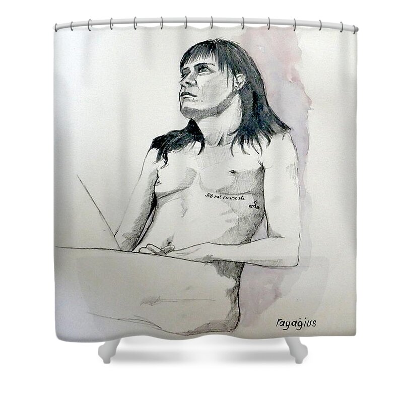 Sketch Shower Curtain featuring the painting Sketch for White Amber #1 by Ray Agius