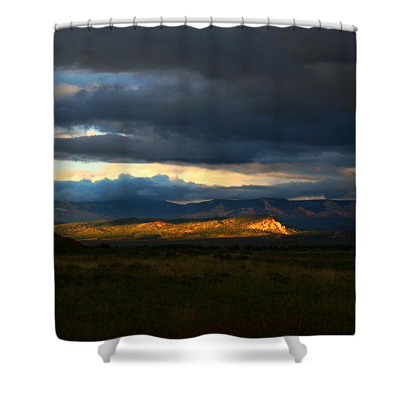 Mountain Range Shower Curtain featuring the photograph Sky Lightz #1 by Phil Cappiali Jr