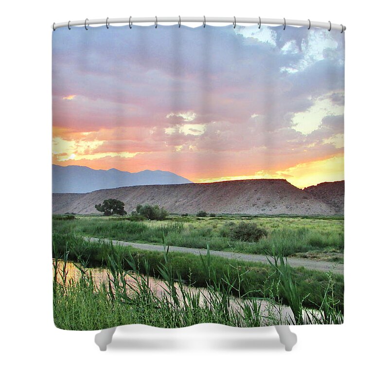 Sky Shower Curtain featuring the photograph Canal Colors #1 by Marilyn Diaz