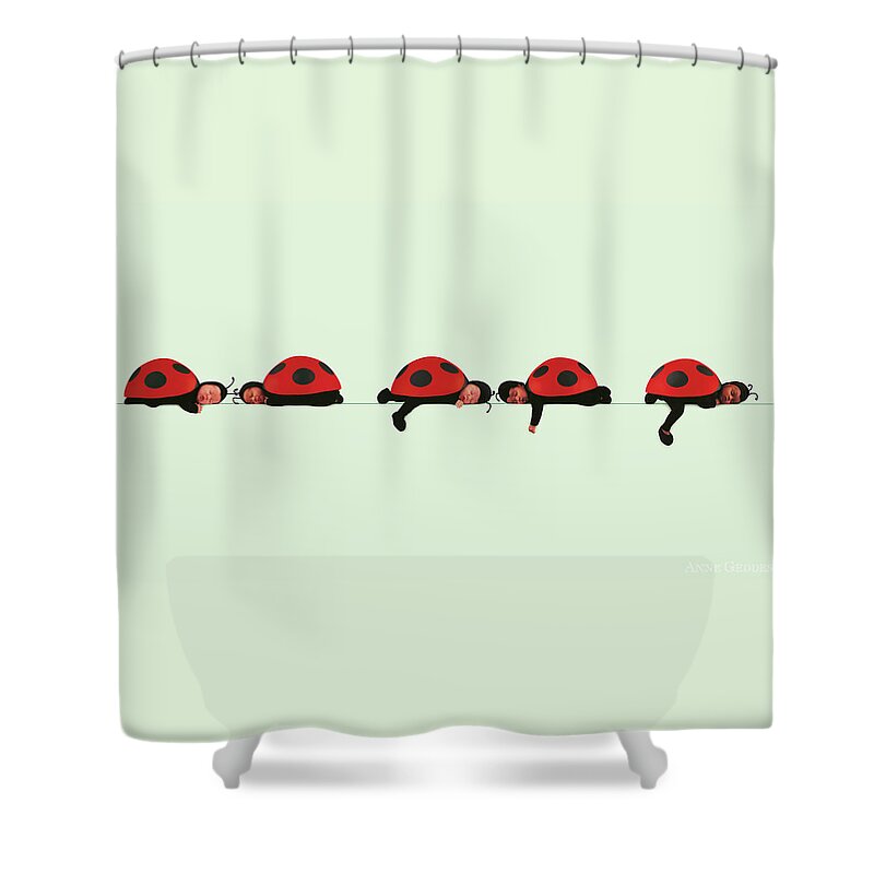 Ladybugs Shower Curtain featuring the photograph Ladybugs by Anne Geddes