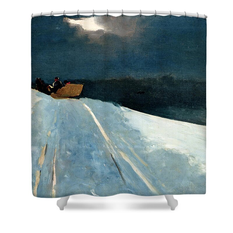 Winslow Homer Shower Curtain featuring the painting Sleigh Ride #1 by Winslow Homer