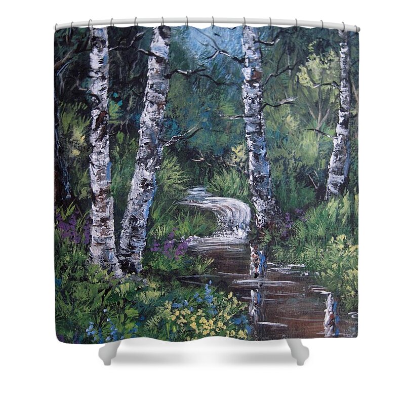 Landscapes Shower Curtain featuring the painting Solitude #1 by Megan Walsh