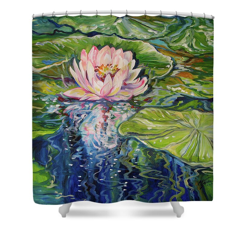Lotus Shower Curtain featuring the painting Solitude Waterlily #1 by Marcia Baldwin