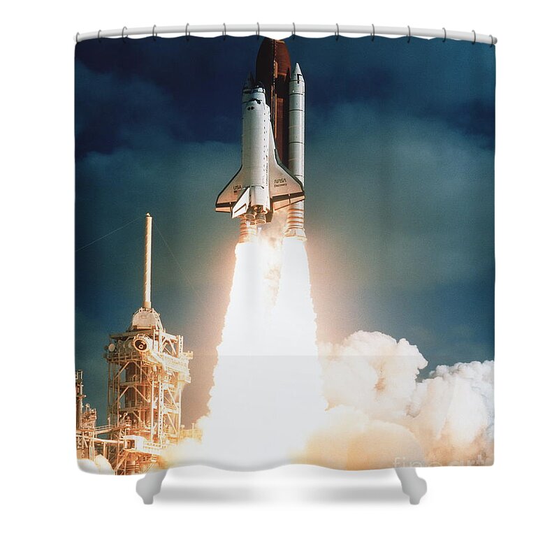 Space Telescopes Shower Curtain featuring the photograph Space Shuttle Launch by NASA Science Source